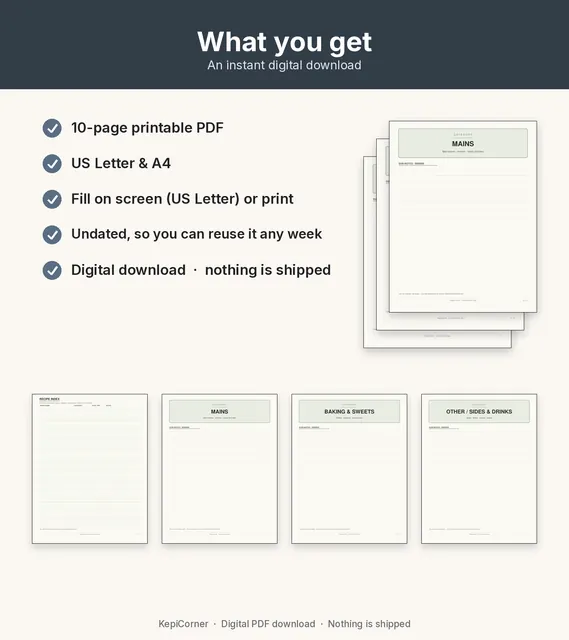 Recipe Binder Pages printable – what you receive (image 10 of 10)