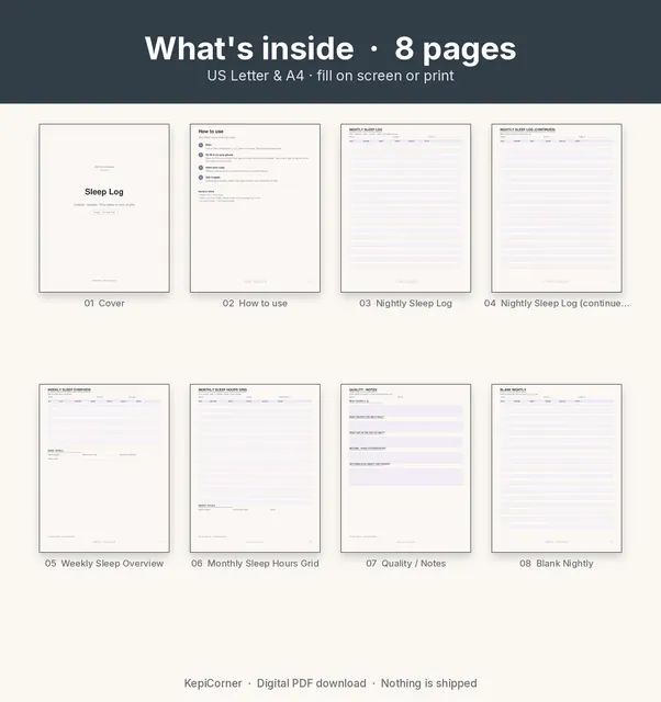 Sleep Log printable – page map collage (image 3 of 10)