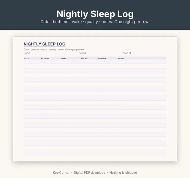 Sleep Log printable – nightly sleep closeup (image 5 of 10)