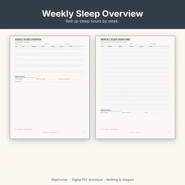 Sleep Log printable – weekly monthly overview (image 7 of 10)