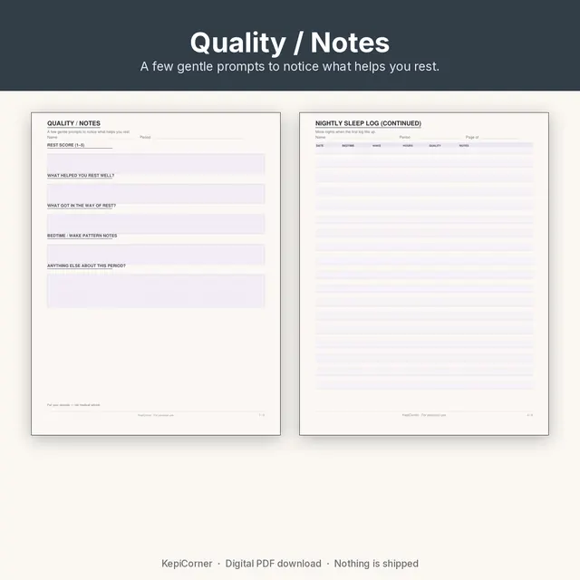Sleep Log printable – quality notes (image 8 of 10)
