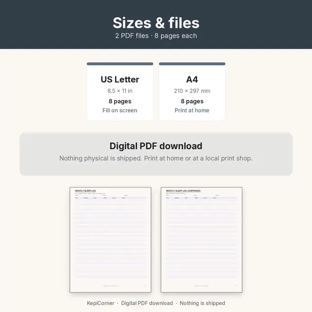 Sleep Log printable – size file matrix (image 9 of 10)