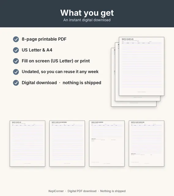 Sleep Log printable – what you receive (image 10 of 10)