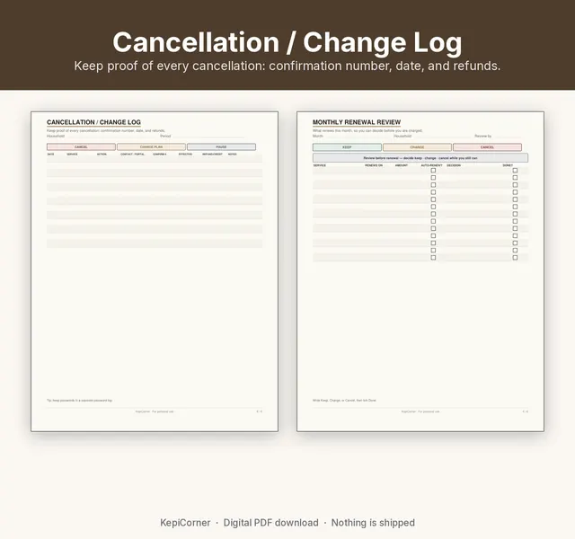 Subscription Tracker printable – monthly keep change cancel (image 6 of 10)