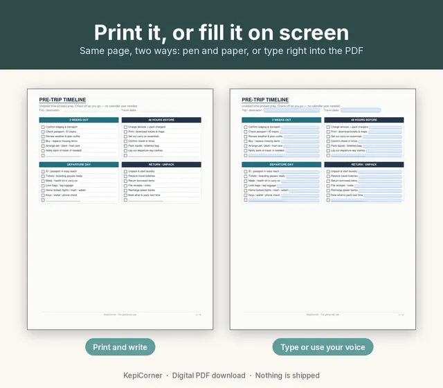 Travel Packing Checklist printable – filled example (image 3 of 9)