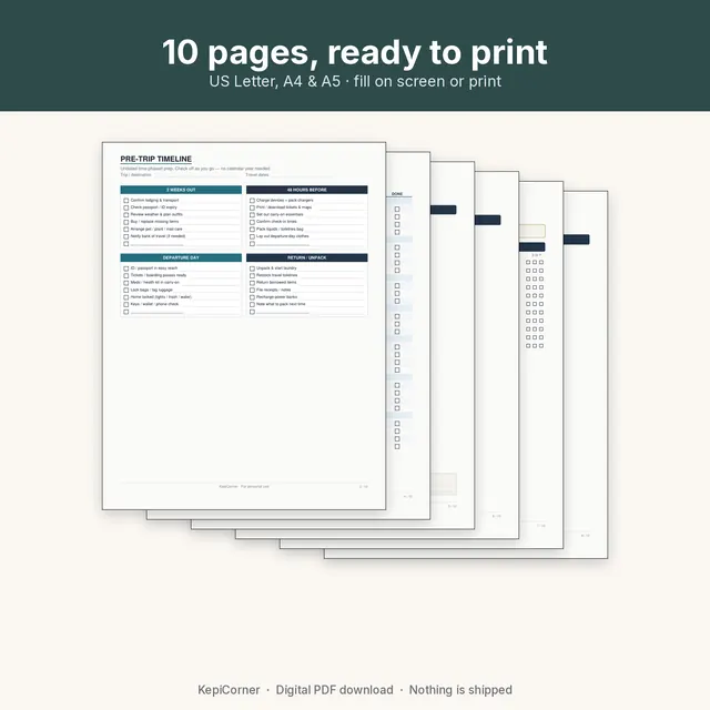 Travel Packing Checklist printable – stack overview (image 9 of 9)