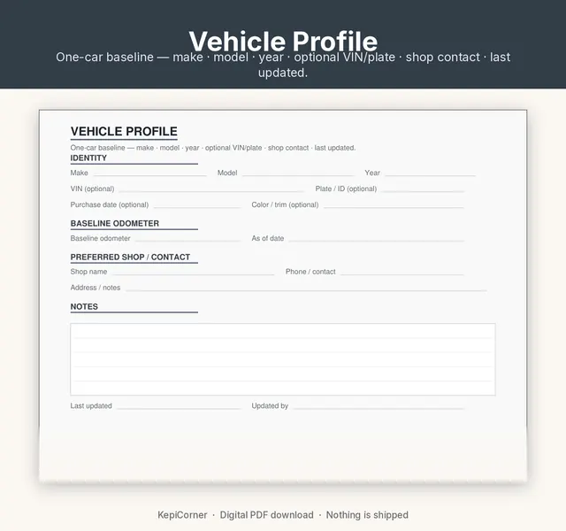 Vehicle Maintenance Log printable – column closeup (image 5 of 10)