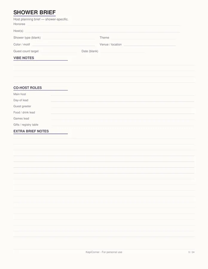 Baby Shower Planner printable – page 5 of 24, rendered from Baby-Shower-Planner-Letter.pdf