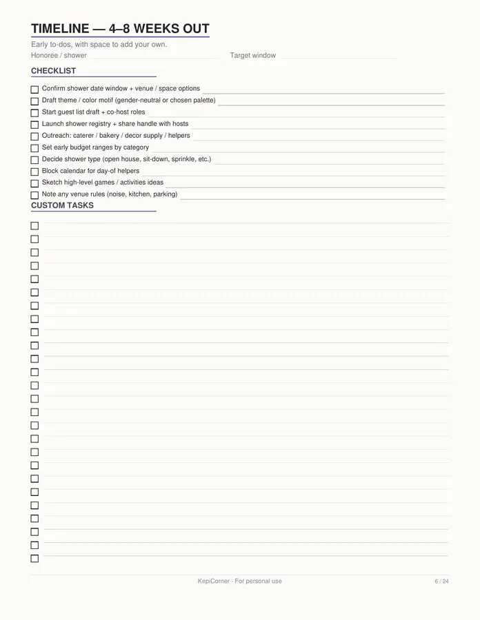 Baby Shower Planner printable – page 6 of 24, rendered from Baby-Shower-Planner-Letter.pdf