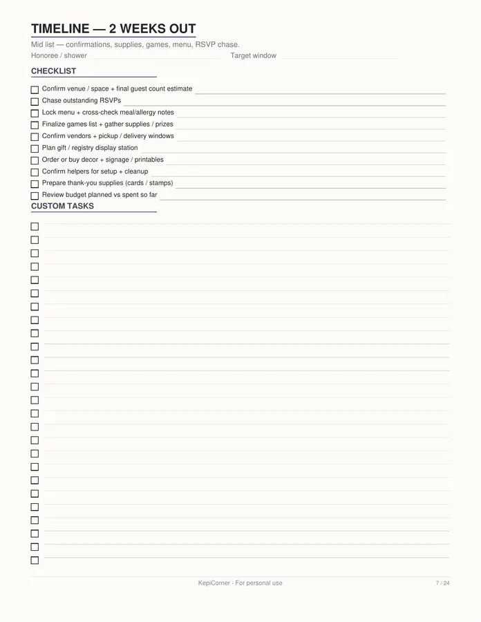 Baby Shower Planner printable – page 7 of 24, rendered from Baby-Shower-Planner-Letter.pdf
