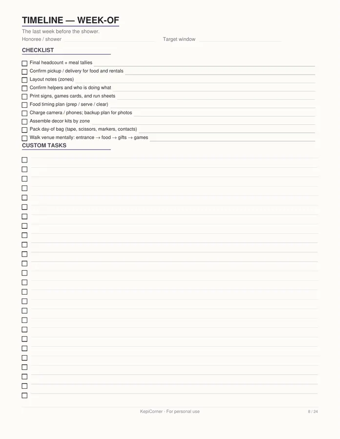 Baby Shower Planner printable – page 8 of 24, rendered from Baby-Shower-Planner-Letter.pdf