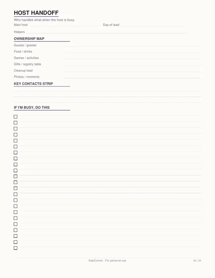 Baby Shower Planner printable – page 20 of 24, rendered from Baby-Shower-Planner-Letter.pdf