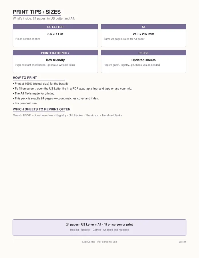 Baby Shower Planner printable – page 23 of 24, rendered from Baby-Shower-Planner-Letter.pdf