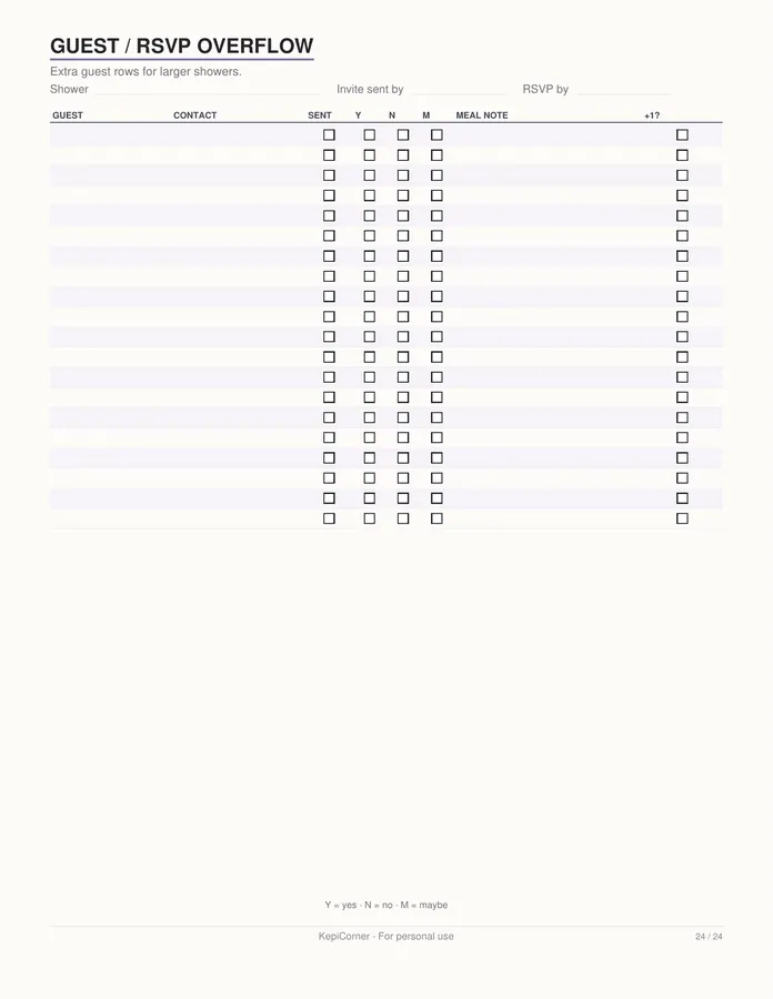 Baby Shower Planner printable – page 24 of 24, rendered from Baby-Shower-Planner-Letter.pdf