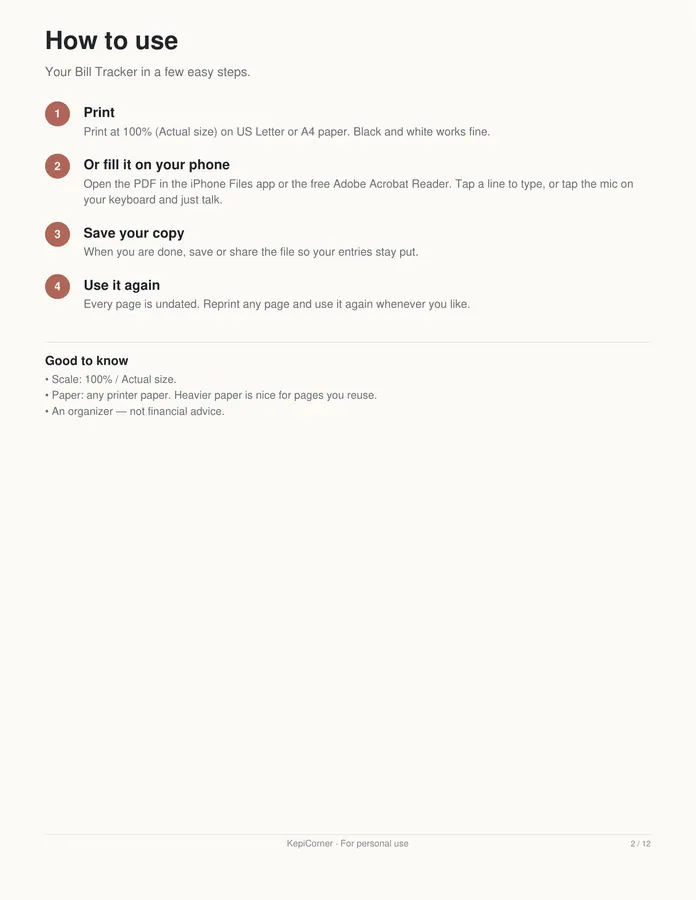 Bill Tracker printable – page 2 of 12, rendered from Bill-Tracker-Letter.pdf
