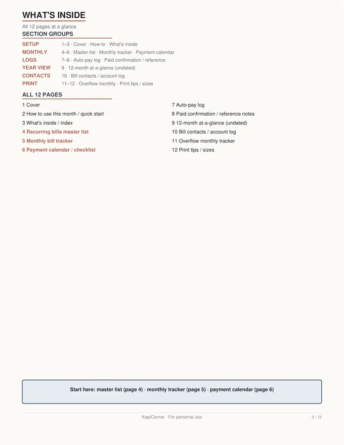 Bill Tracker printable – page 3 of 12, rendered from Bill-Tracker-Letter.pdf