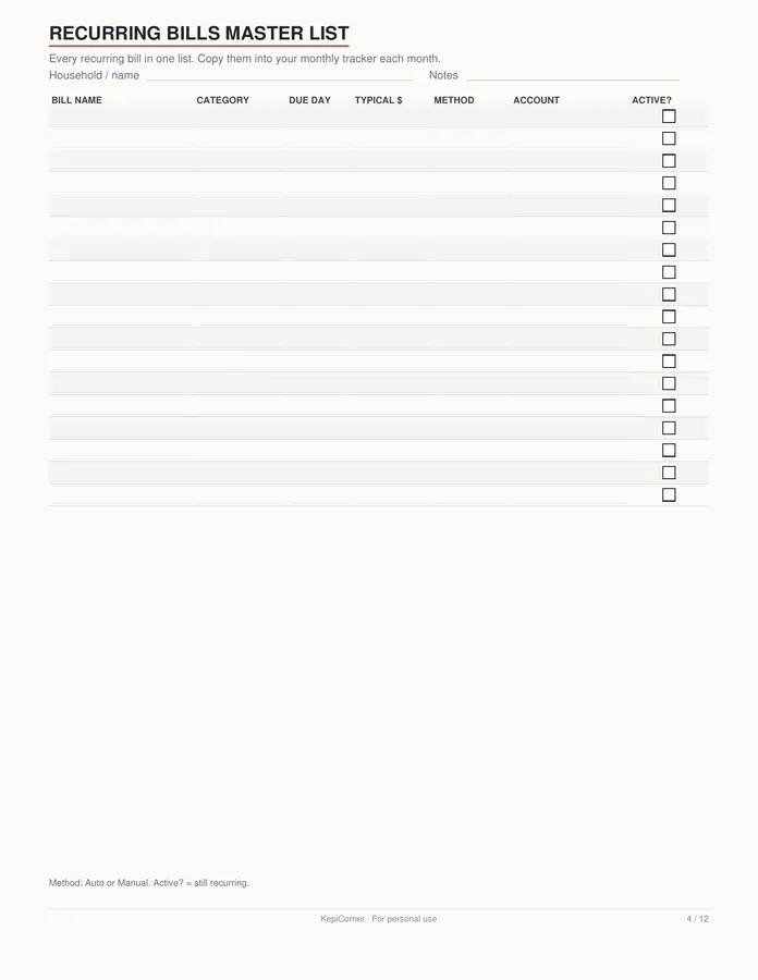 Bill Tracker printable – page 4 of 12, rendered from Bill-Tracker-Letter.pdf