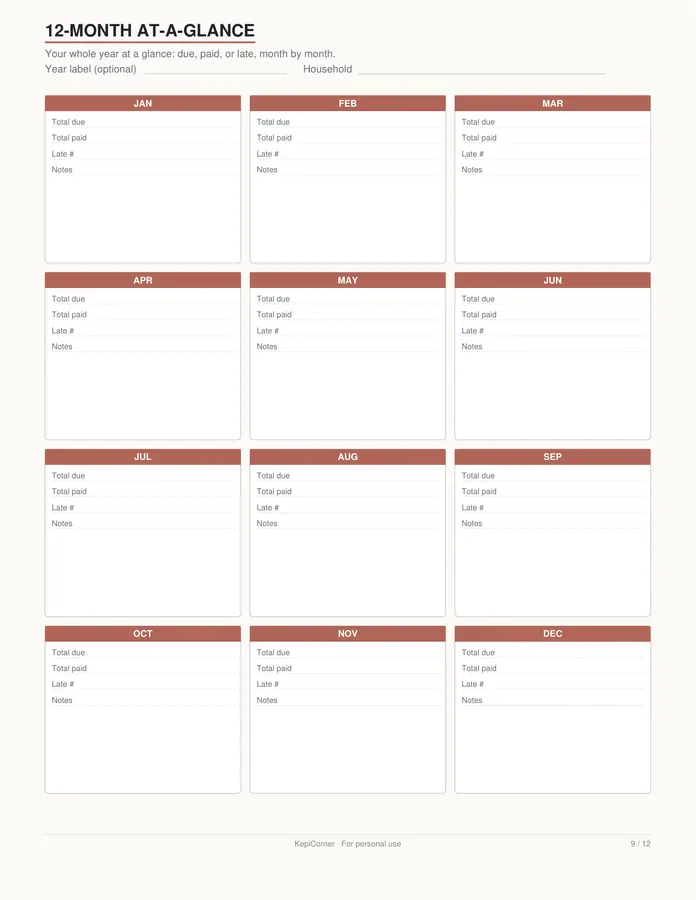 Bill Tracker printable – page 9 of 12, rendered from Bill-Tracker-Letter.pdf
