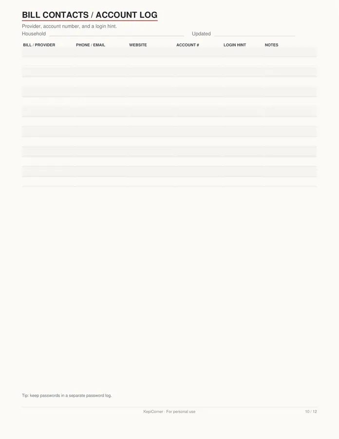 Bill Tracker printable – page 10 of 12, rendered from Bill-Tracker-Letter.pdf