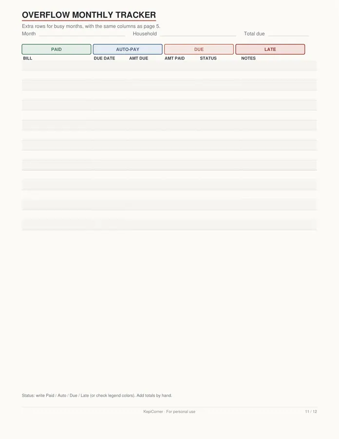Bill Tracker printable – page 11 of 12, rendered from Bill-Tracker-Letter.pdf