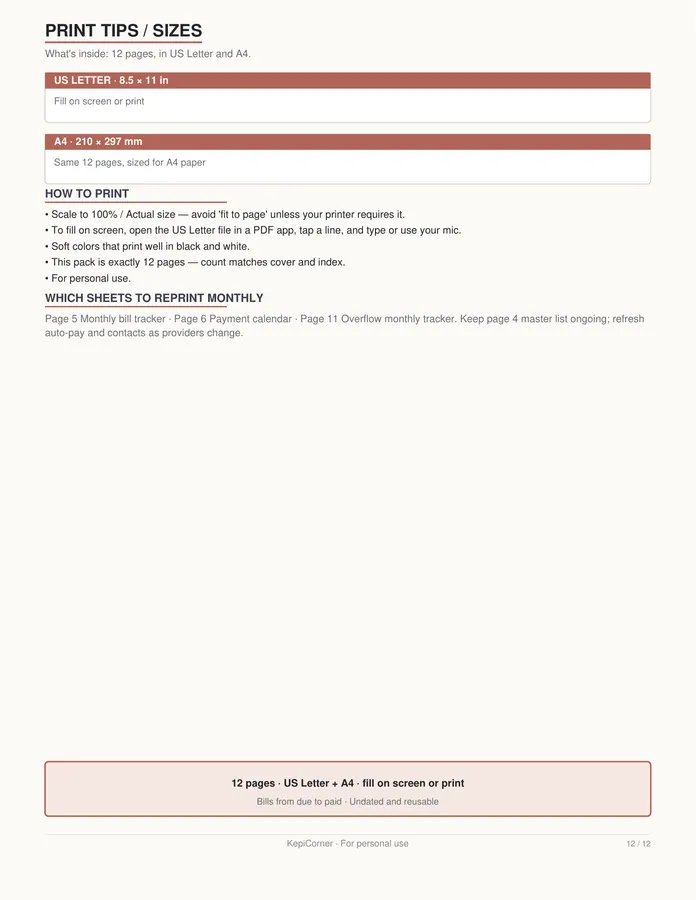 Bill Tracker printable – page 12 of 12, rendered from Bill-Tracker-Letter.pdf