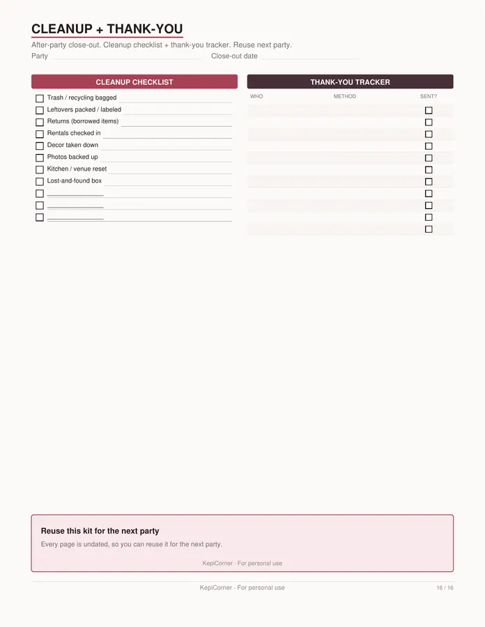 Birthday Party Planner printable – page 16 of 16, rendered from Birthday-Party-Planner-Letter.pdf