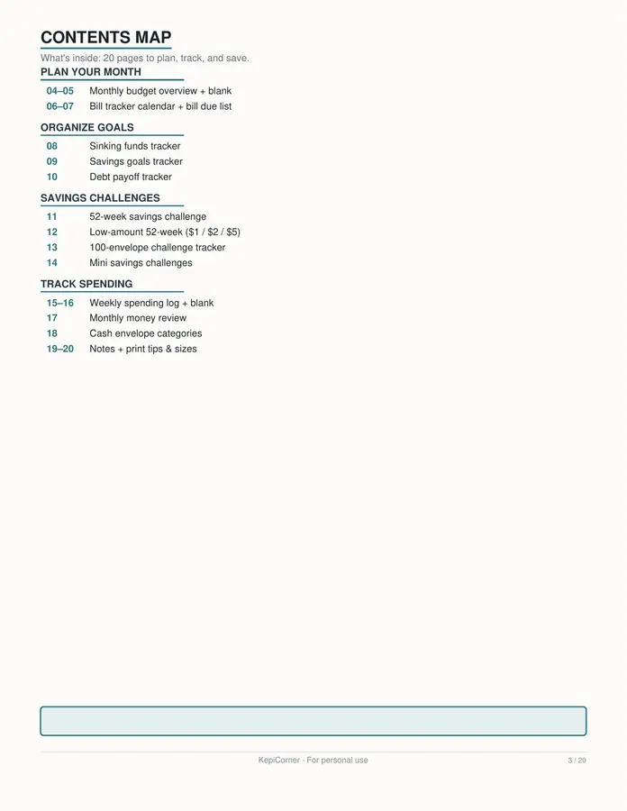 Budget & Savings Challenge printable – page 3 of 20, rendered from Budget-Savings-Challenge-Pack-Letter.pdf