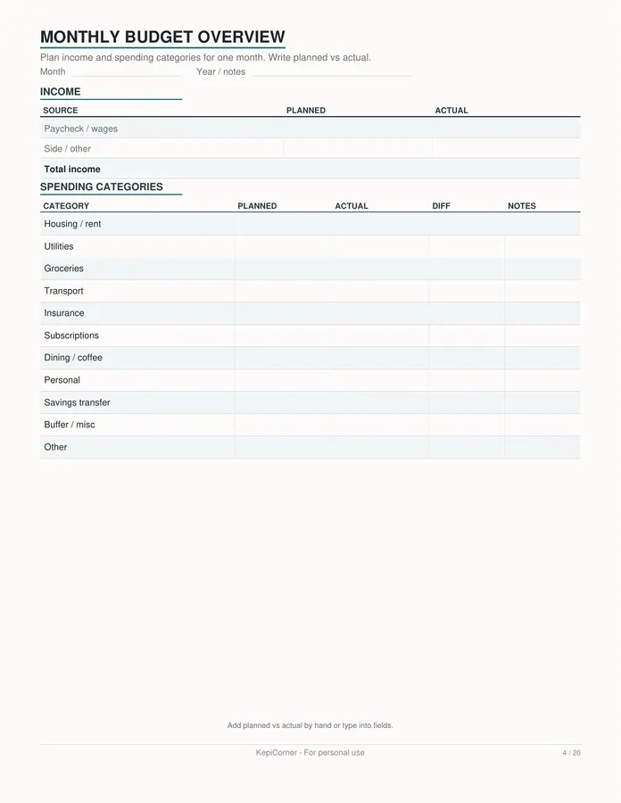 Budget & Savings Challenge printable – page 4 of 20, rendered from Budget-Savings-Challenge-Pack-Letter.pdf