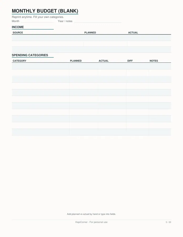 Budget & Savings Challenge printable – page 5 of 20, rendered from Budget-Savings-Challenge-Pack-Letter.pdf