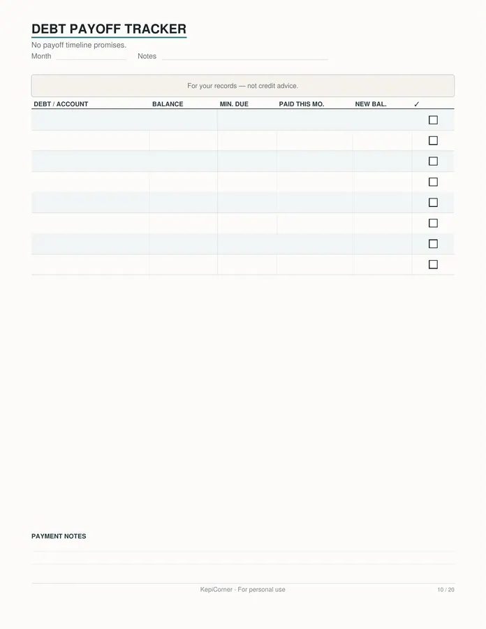 Budget & Savings Challenge printable – page 10 of 20, rendered from Budget-Savings-Challenge-Pack-Letter.pdf
