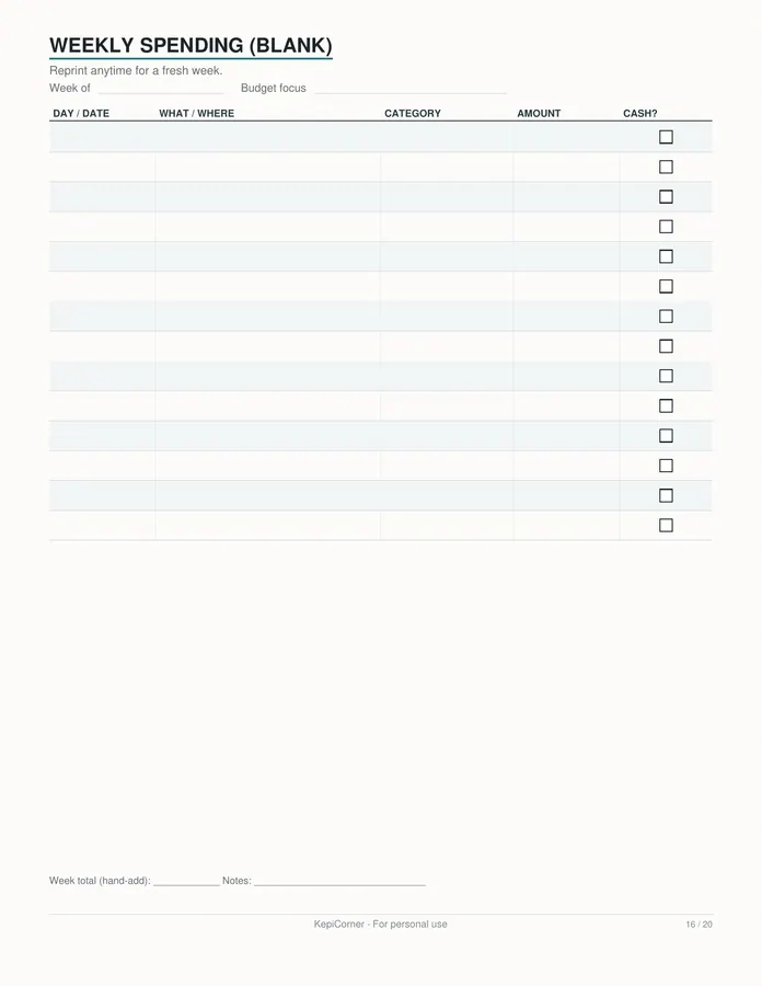 Budget & Savings Challenge printable – page 16 of 20, rendered from Budget-Savings-Challenge-Pack-Letter.pdf