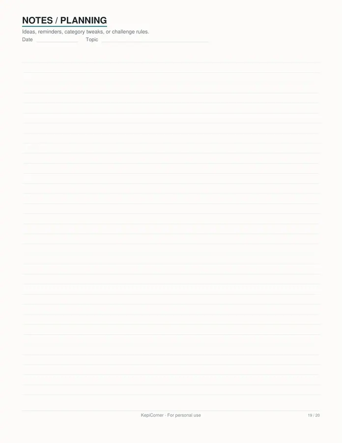 Budget & Savings Challenge printable – page 19 of 20, rendered from Budget-Savings-Challenge-Pack-Letter.pdf