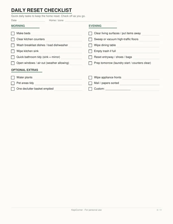 Cleaning Schedule printable – page 3 of 11, rendered from Cleaning-Schedule-Pack-Letter.pdf