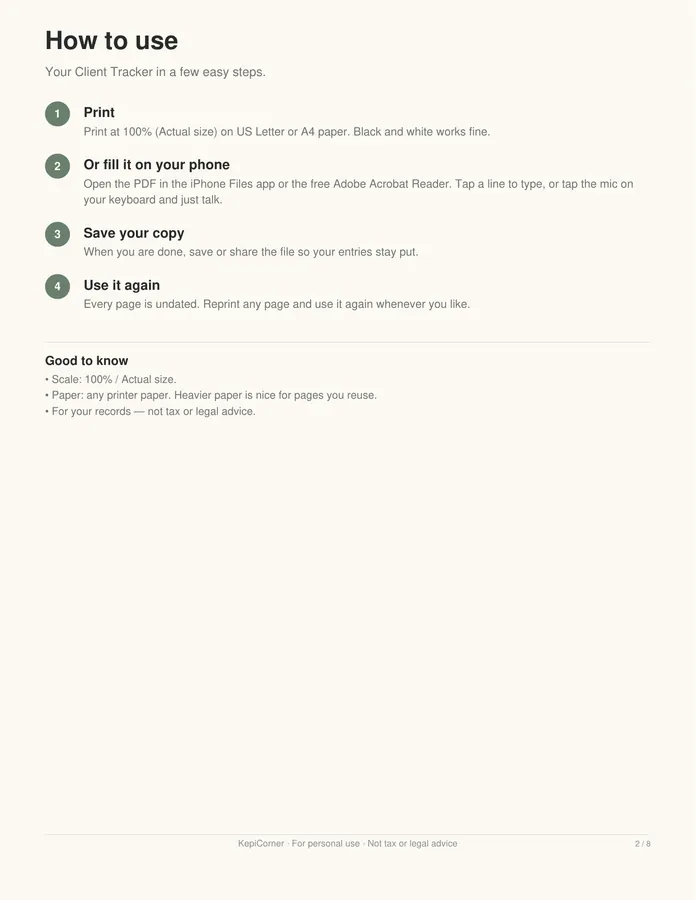 Client Tracker printable – page 2 of 8, rendered from Client-Tracker-Letter.pdf
