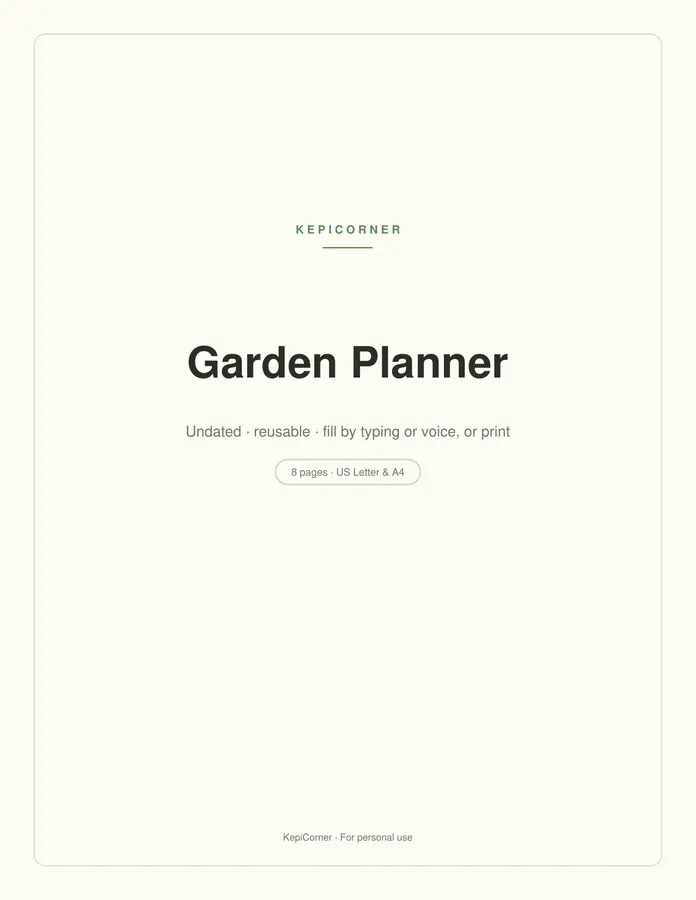 Garden Planner printable – page 1 of 8, rendered from Garden-Planner-Letter.pdf