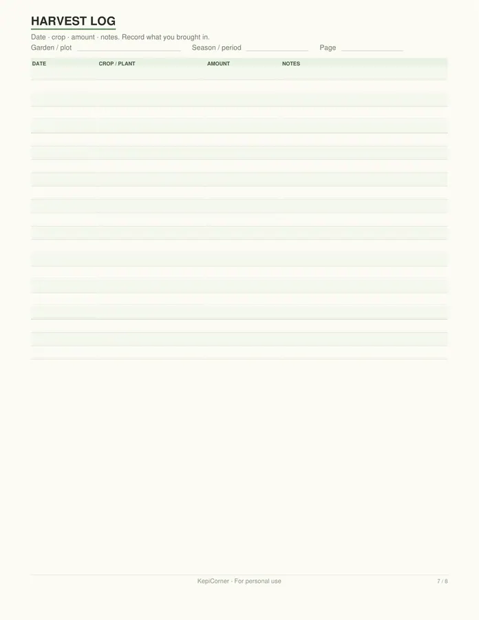 Garden Planner printable – page 7 of 8, rendered from Garden-Planner-Letter.pdf