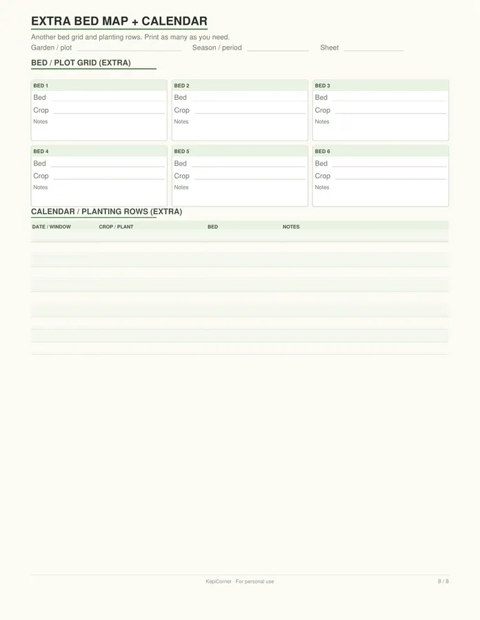 Garden Planner printable – page 8 of 8, rendered from Garden-Planner-Letter.pdf