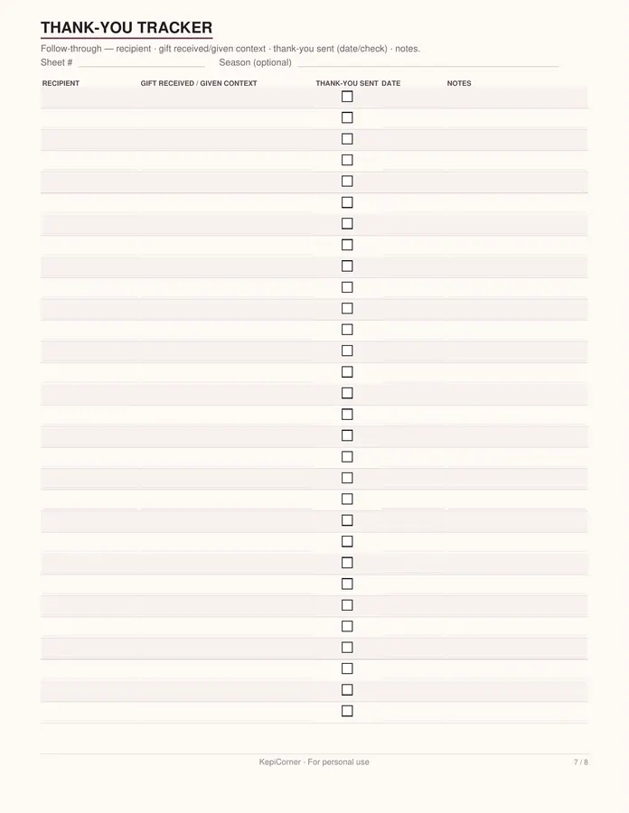 Gift Tracker printable – page 7 of 8, rendered from Gift-Tracker-Letter.pdf