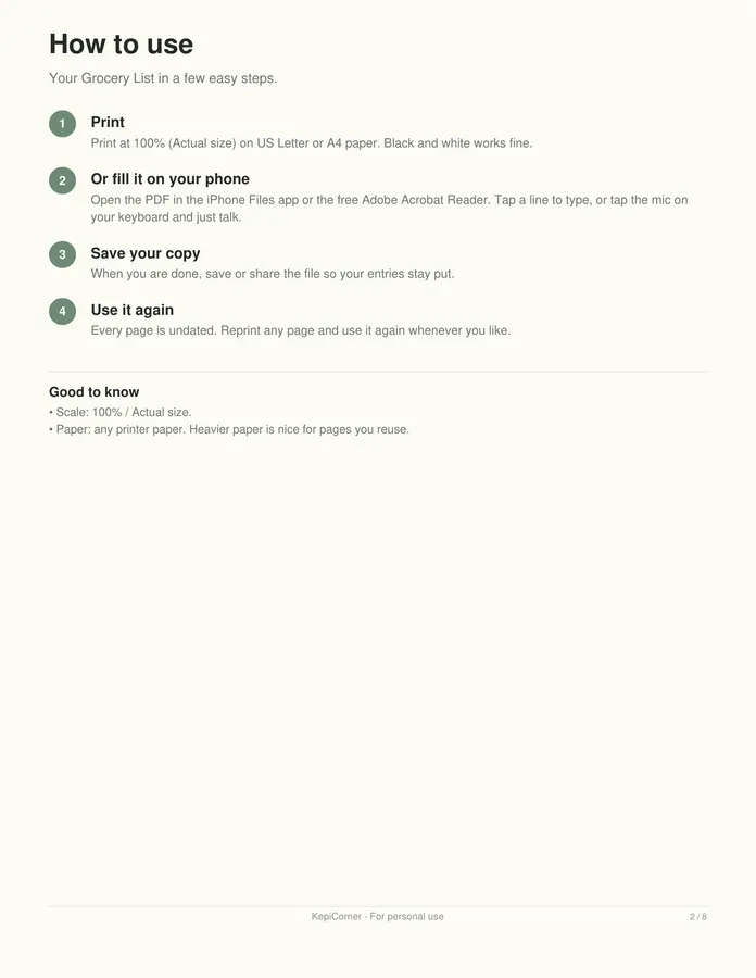 Grocery List printable – page 2 of 8, rendered from Grocery-List-Letter.pdf