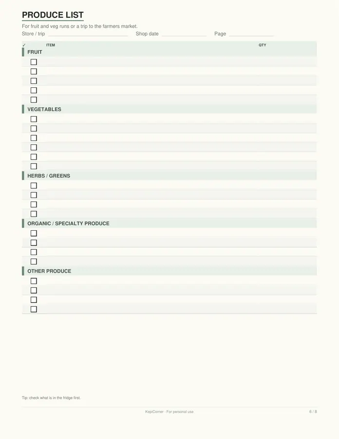 Grocery List printable – page 6 of 8, rendered from Grocery-List-Letter.pdf
