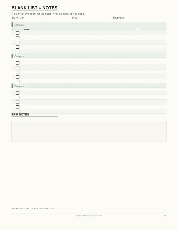 Grocery List printable – page 8 of 8, rendered from Grocery-List-Letter.pdf