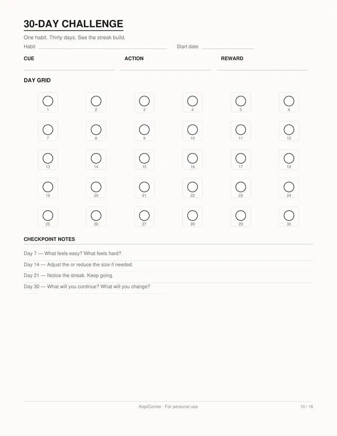 Habit Tracker printable – page 10 of 16, rendered from Habit-Tracker-Pack.pdf