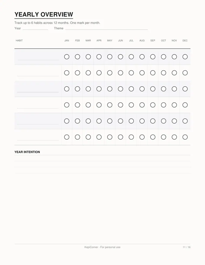 Habit Tracker printable – page 11 of 16, rendered from Habit-Tracker-Pack.pdf