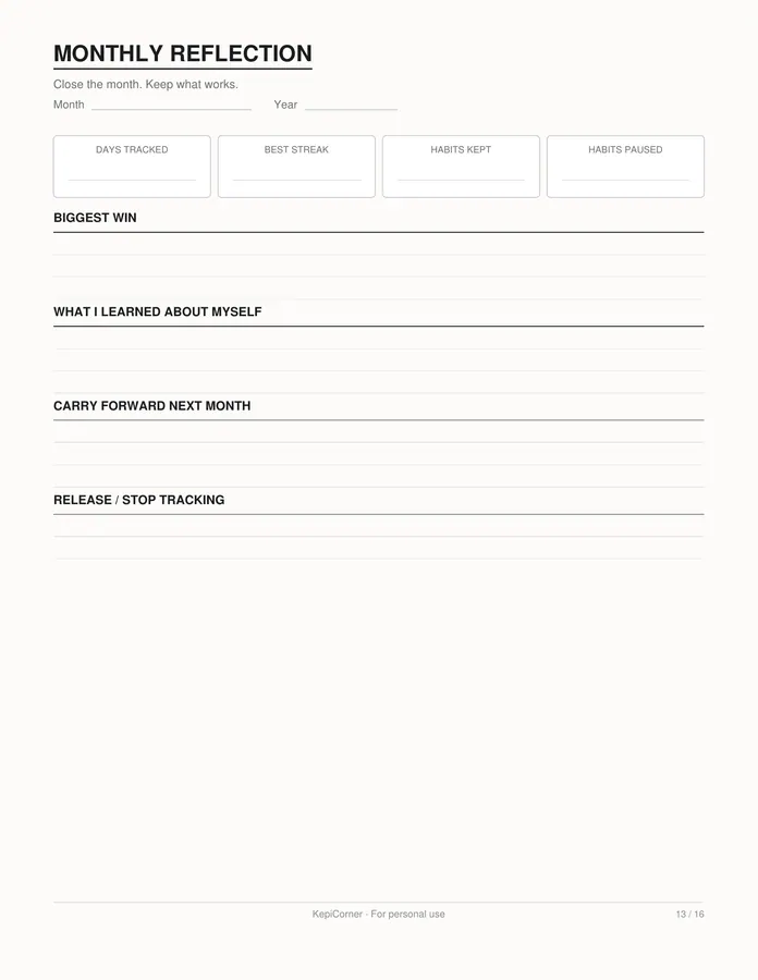Habit Tracker printable – page 13 of 16, rendered from Habit-Tracker-Pack.pdf