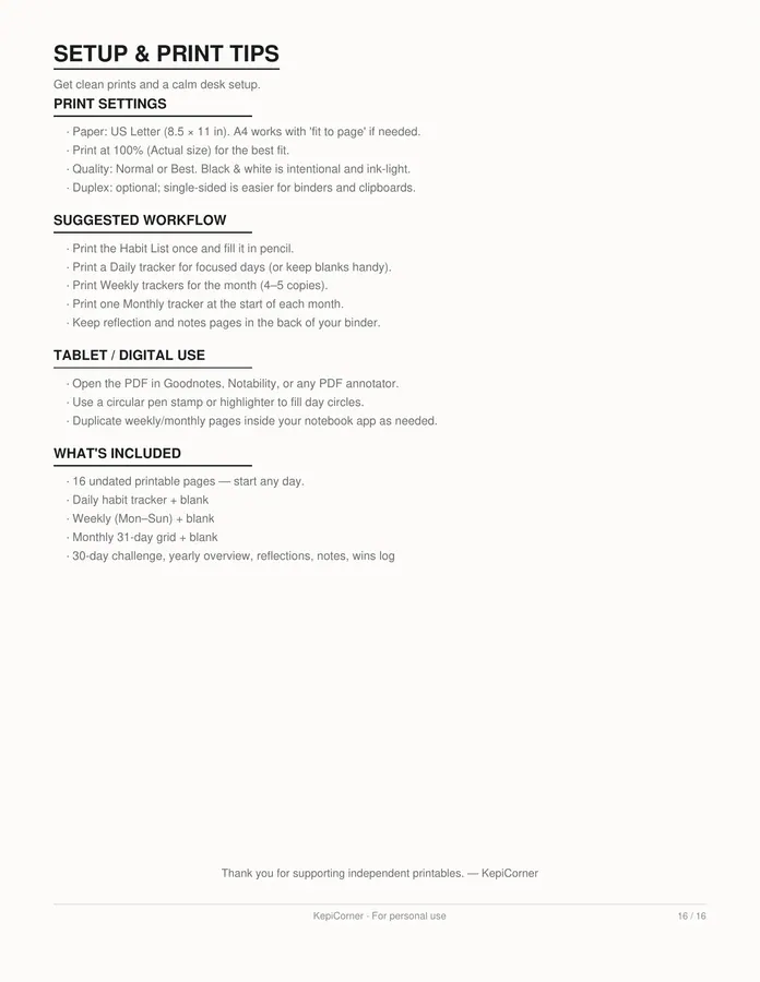 Habit Tracker printable – page 16 of 16, rendered from Habit-Tracker-Pack.pdf