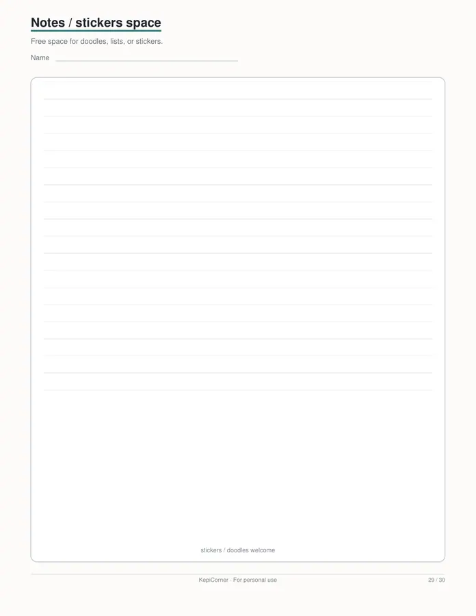 Kids Reading Log printable – page 29 of 30, rendered from Kids-Reading-Log-Book-Tracker-Letter.pdf