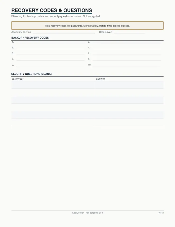 Password Log printable – page 9 of 12, rendered from Password-Log-Pack-Letter.pdf