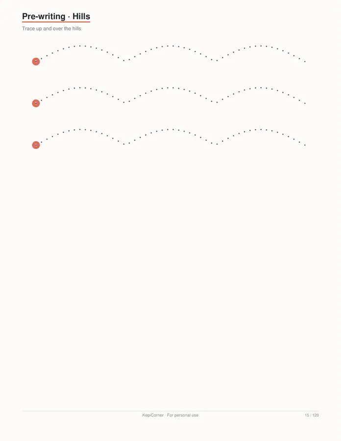 Pre-K Worksheets Ages 3–5 printable – page 15 of 120, rendered from PreK-Ages3-5-Learning-Worksheets-Letter.pdf