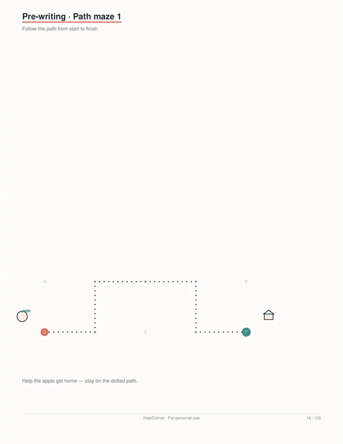 Pre-K Worksheets Ages 3–5 printable – page 16 of 120, rendered from PreK-Ages3-5-Learning-Worksheets-Letter.pdf