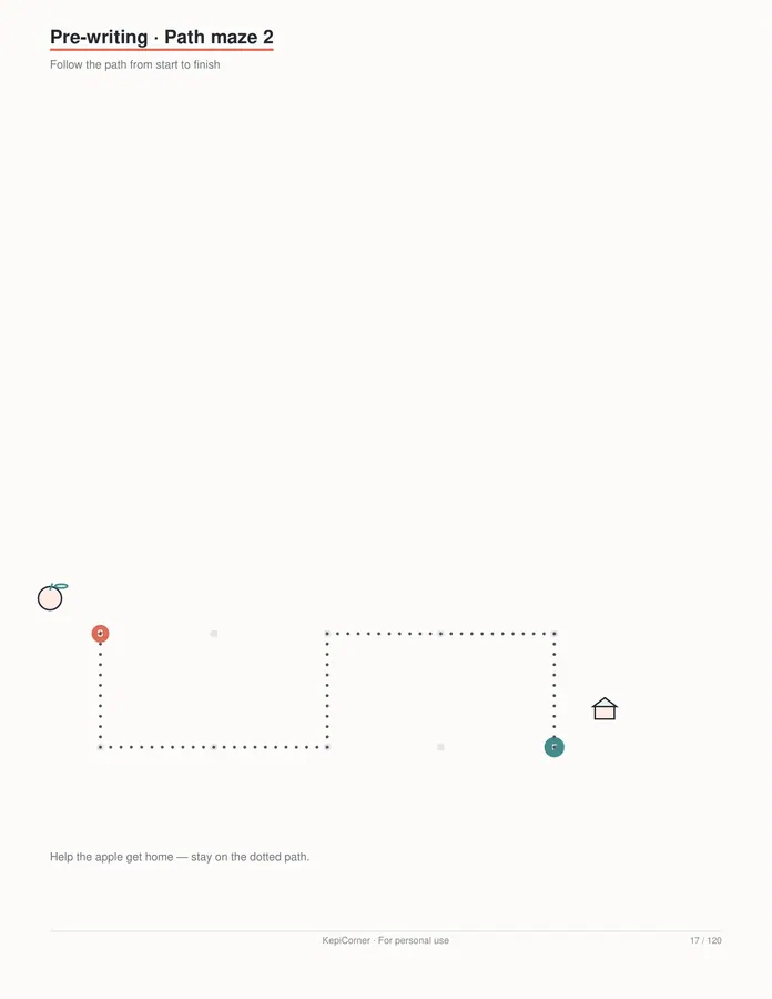 Pre-K Worksheets Ages 3–5 printable – page 17 of 120, rendered from PreK-Ages3-5-Learning-Worksheets-Letter.pdf